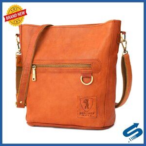 Vintage Genuine Leather Shoulder Bag Crossbody Handbag Adjustable Strap Classic